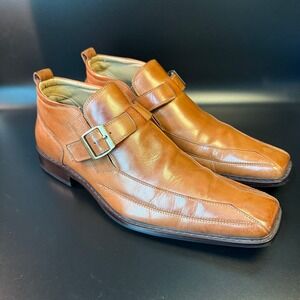 Zengara Leather Ankle Boots Buckle Strap Square Toe Dress Shoes Size 11M